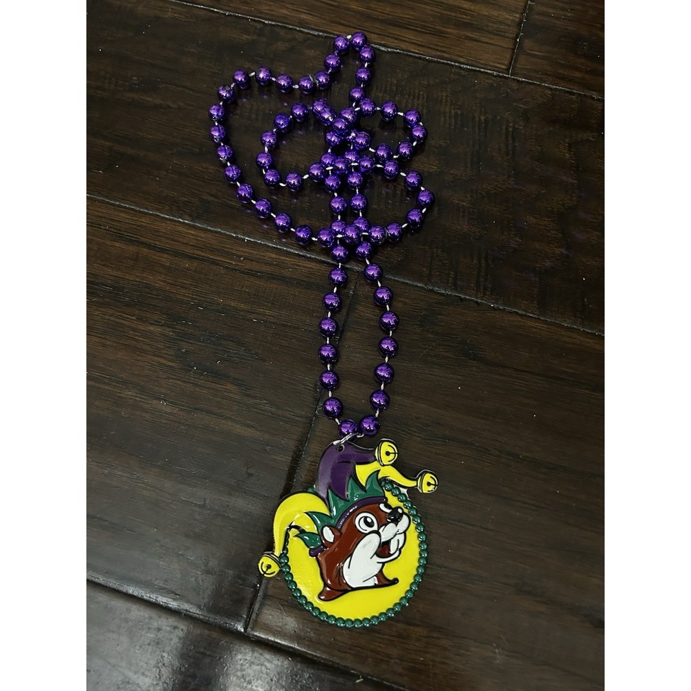 Buc-ee's Mardi Gras Purple beads-Necklace with Buc-ee Beaver